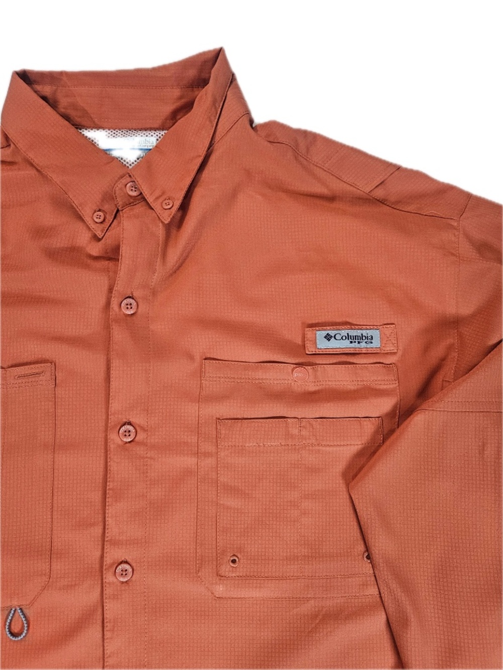 Columbia PFG Shirt Mens XL Orange Long Sleeve Button Up Fishing‎ Quick Dry - Picture 3 of 7